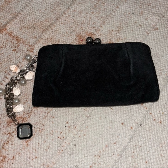 White House Black Market (WHBM) Black Suede Clutch w/Removeable Wristlet - Picture 1 of 6